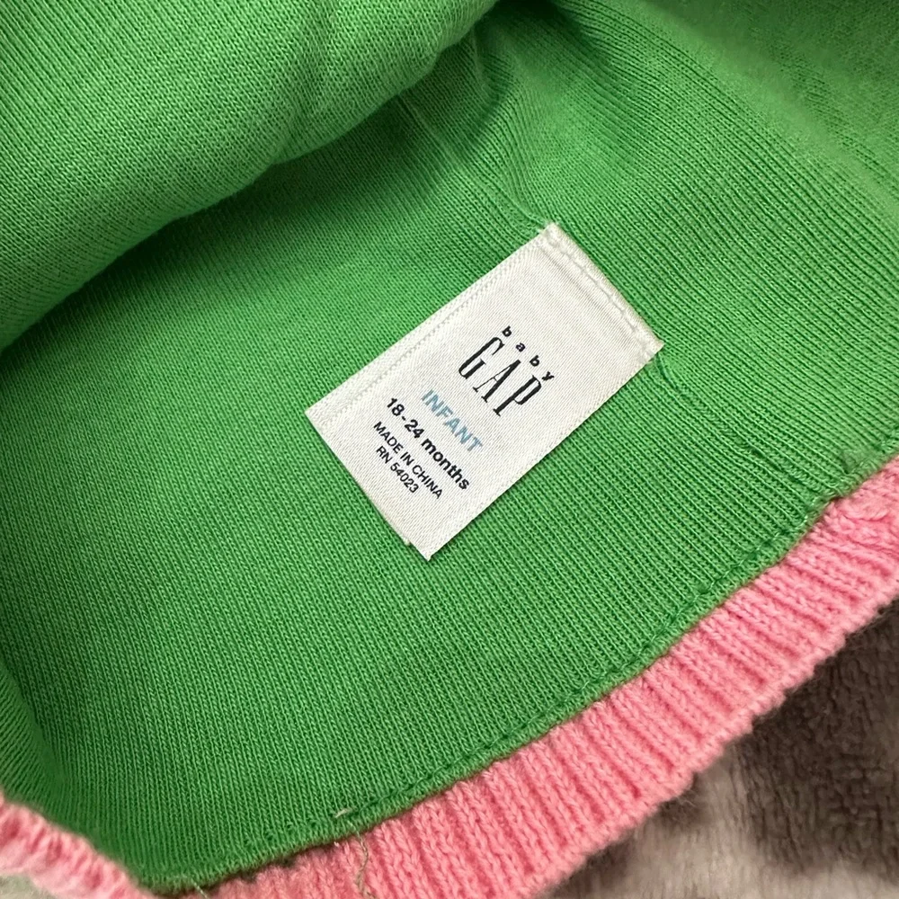 2008 babyGap  Lightweight Polka Dot Hat in Green White & Pink Size 18-24 months